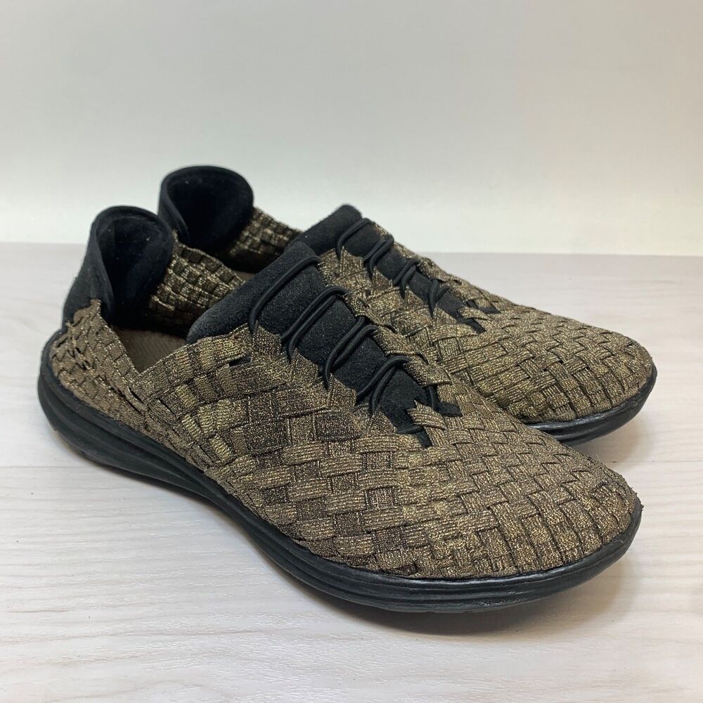 Bernie Mev‎ Women's 38 Bronze Woven Victoria Slip-On Walking Shoes US 7 EU 38
